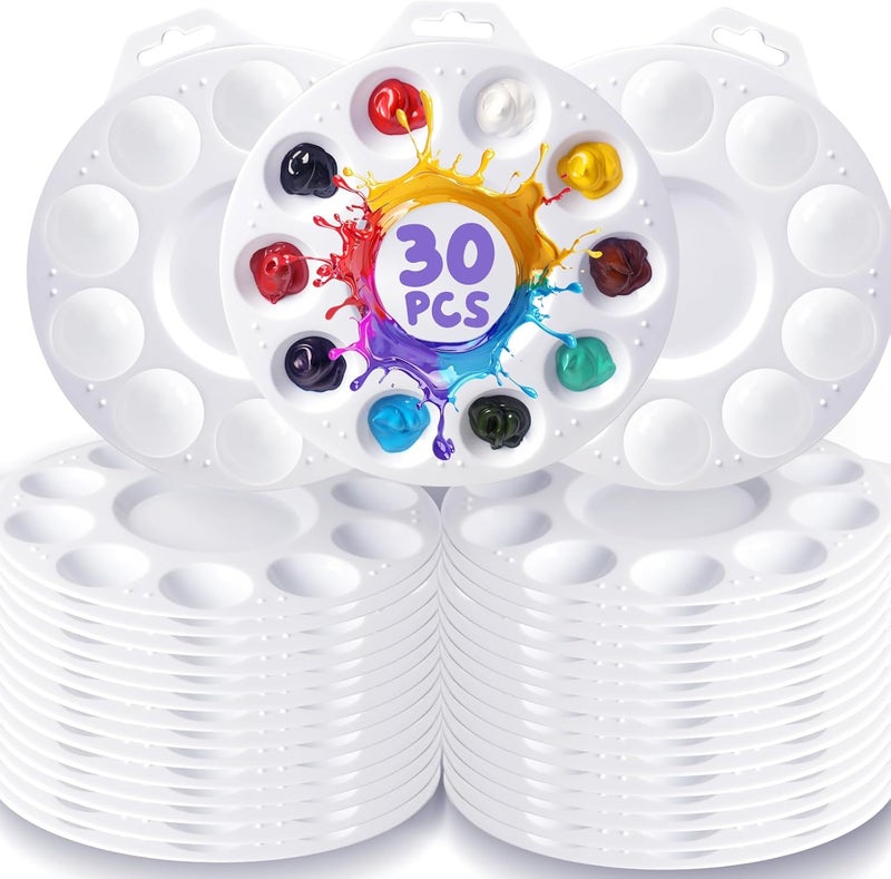 Halobios 30Pcs Paint Tray Palettes, Plastic Paint Pallets with Hanging Hole for Teachers or Students to Paints on School Project, Art Class or Have a Birthday Painting Part - Image 1